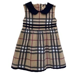 Burberry Tan and Black Plaid Kids Dress